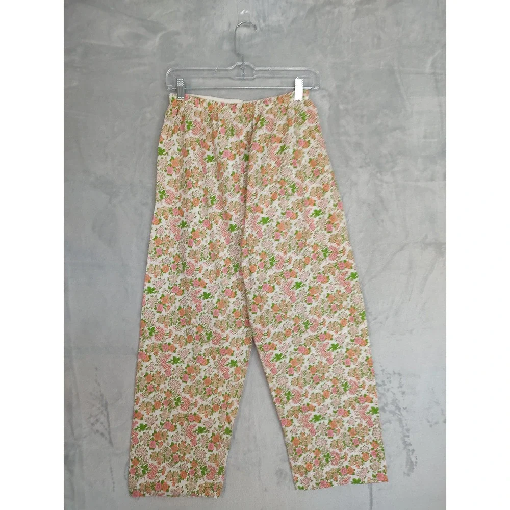 Vintage Floral Pajama Set Women's Size M Two‎ Piece Lounge Sleepwear